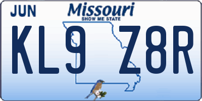 MO license plate KL9Z8R