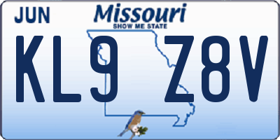 MO license plate KL9Z8V