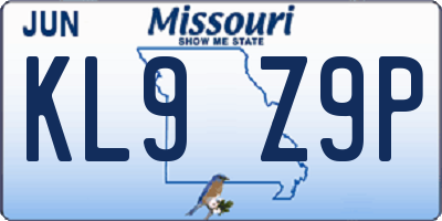 MO license plate KL9Z9P