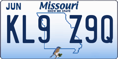 MO license plate KL9Z9Q