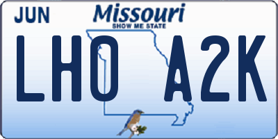 MO license plate LH0A2K