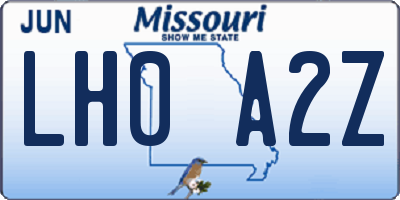 MO license plate LH0A2Z