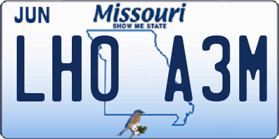 MO license plate LH0A3M
