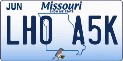 MO license plate LH0A5K