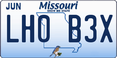 MO license plate LH0B3X