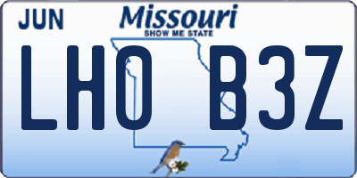MO license plate LH0B3Z