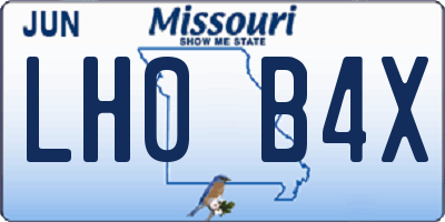 MO license plate LH0B4X