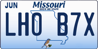 MO license plate LH0B7X