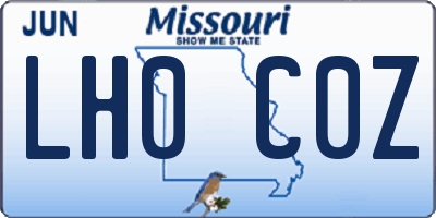 MO license plate LH0C0Z