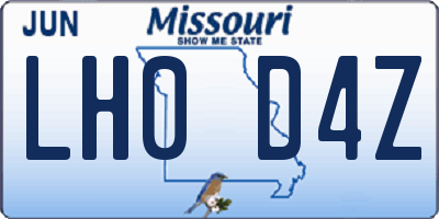 MO license plate LH0D4Z