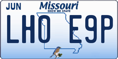 MO license plate LH0E9P