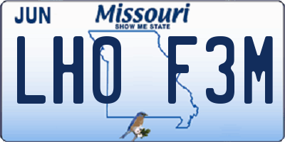 MO license plate LH0F3M