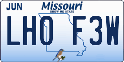 MO license plate LH0F3W
