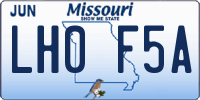 MO license plate LH0F5A