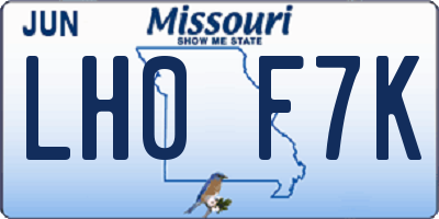 MO license plate LH0F7K