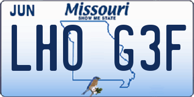 MO license plate LH0G3F