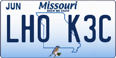 MO license plate LH0K3C