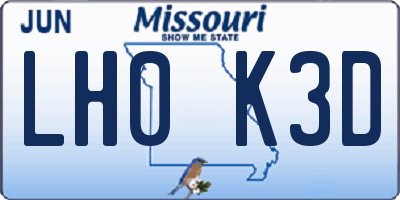 MO license plate LH0K3D
