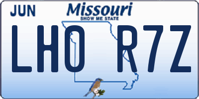 MO license plate LH0R7Z
