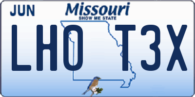 MO license plate LH0T3X
