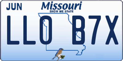 MO license plate LL0B7X