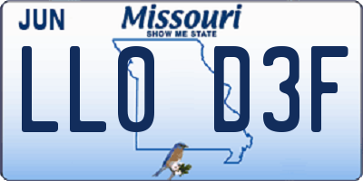 MO license plate LL0D3F