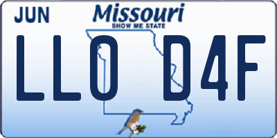 MO license plate LL0D4F