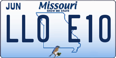 MO license plate LL0E1O