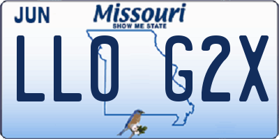 MO license plate LL0G2X