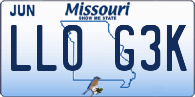 MO license plate LL0G3K