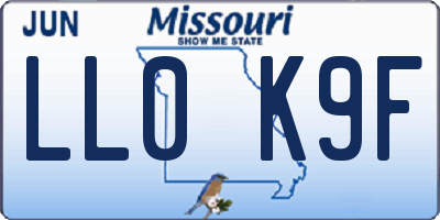 MO license plate LL0K9F