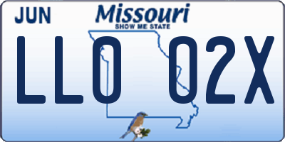 MO license plate LL0O2X