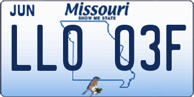 MO license plate LL0O3F