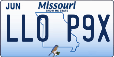 MO license plate LL0P9X