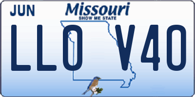 MO license plate LL0V4O