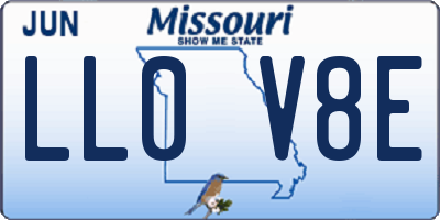 MO license plate LL0V8E