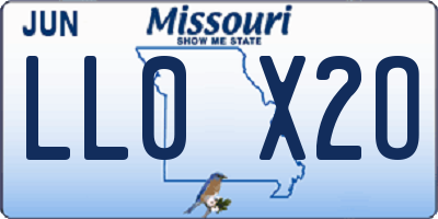 MO license plate LL0X2O