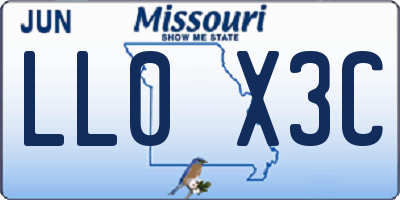 MO license plate LL0X3C