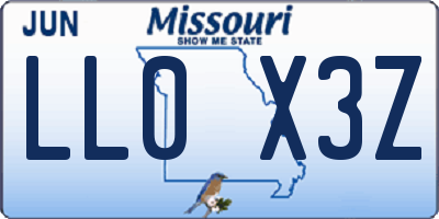 MO license plate LL0X3Z