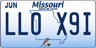 MO license plate LL0X9I