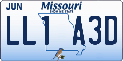 MO license plate LL1A3D