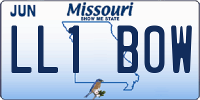 MO license plate LL1B0W