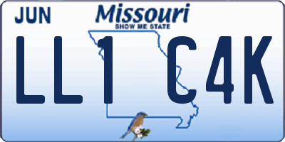 MO license plate LL1C4K