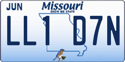MO license plate LL1D7N