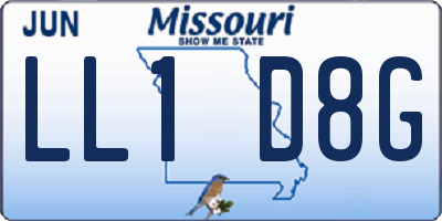 MO license plate LL1D8G