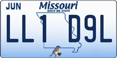 MO license plate LL1D9L