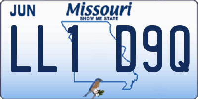MO license plate LL1D9Q
