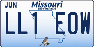 MO license plate LL1E0W