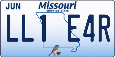 MO license plate LL1E4R