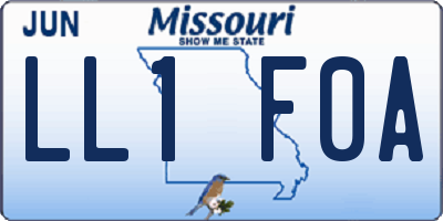 MO license plate LL1F0A